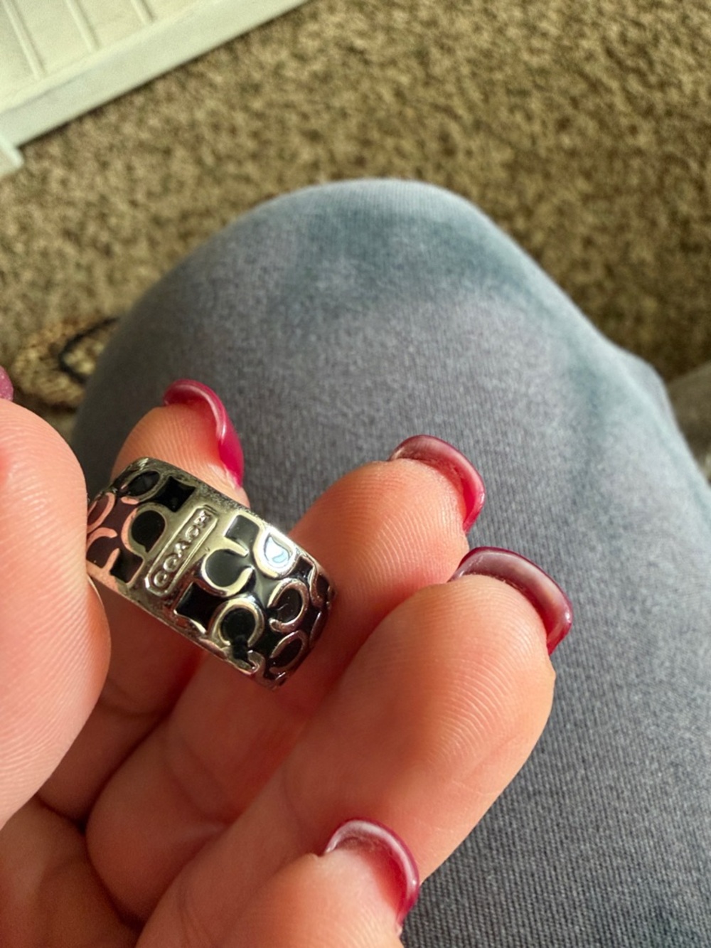 Coach Silver-Tone Signature Cutout Band Ring - Picture 6 of 7